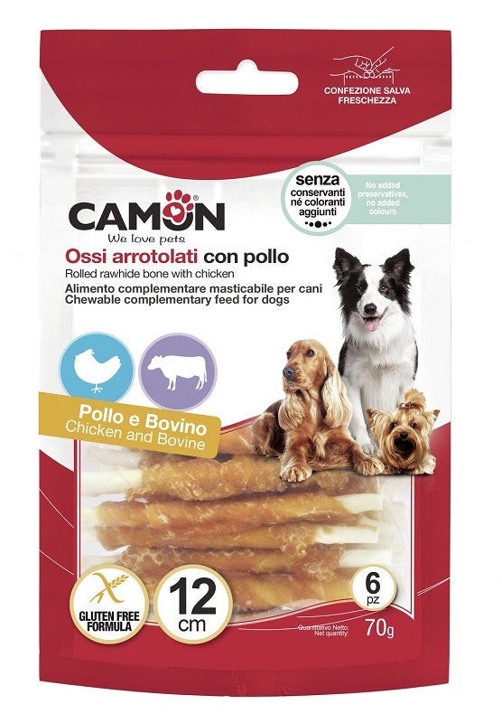 Camon Rolls Di Pelle Bovina Con Pollo 12cm 70g-1