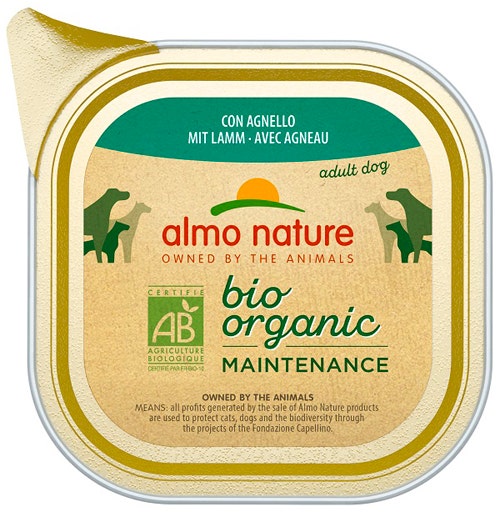 Almo Nature Bio Organic Maintenance Cibo Umido Agnello Cani Adulti Vaschetta 100g-1