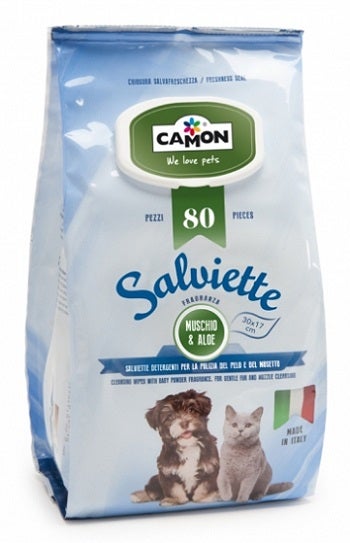 Camon Salviette Muschio&Aloe Per Cani/Gatti 80 Pezzi-1
