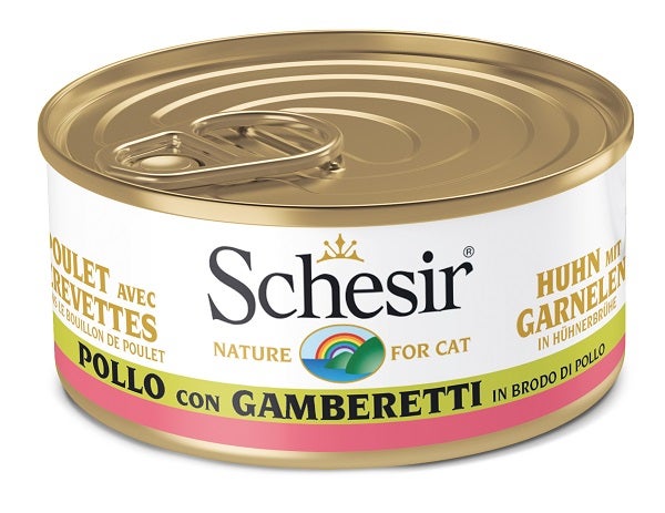 Schesir Pollo Con Gamberetti Cibo Umido Gatti Adulti Lattina 70g-1