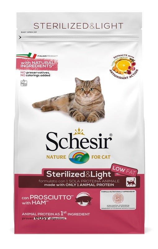 Schesir Sterilized&Light Croccantini Con Prosciutto Per Gatti Adulti Sacco 400g-1
