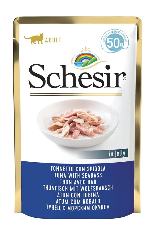 Schesir Tonnetto Con Spigola Cibo Umido Gatti Adulti Bustina 50g-1
