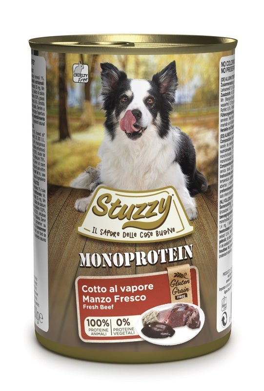 Stuzzy Monoprotein Al Manzo Cibo Umido Cani Adulti Barattolo 400g-1