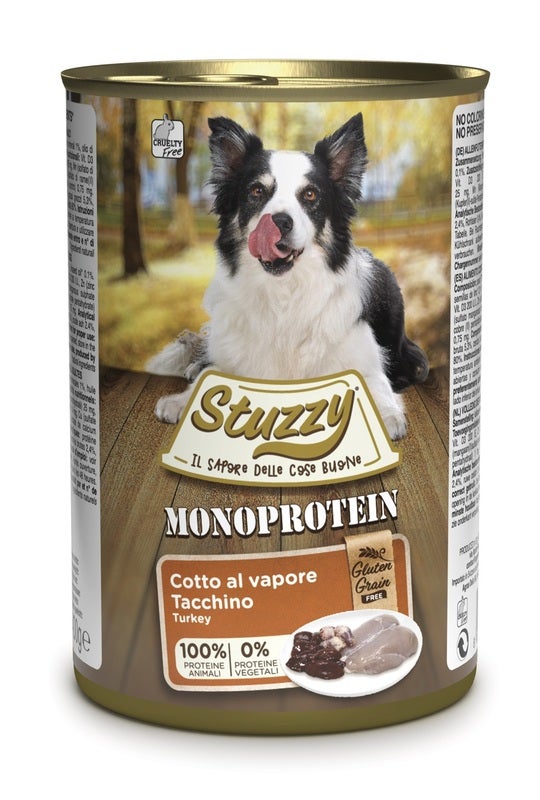 Stuzzy Monoprotein Al Tacchino Cibo Umido Cani Adulti Barattolo 400g-1