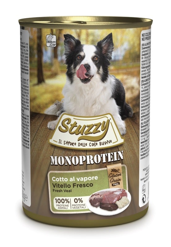 Stuzzy Monoprotein Al Vitello Cibo Umido Per Cani Adulti Barattolo 400g-1