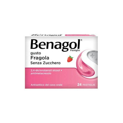 Benagol Fragola Senza Zucchero 24 Pastiglie Mal Di Gola-1