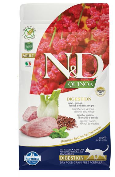 Farmina Natural & Delicious Quinoa Digestion Agnello Grain Free Cibo Secco Per Gatti 1,5kg-1