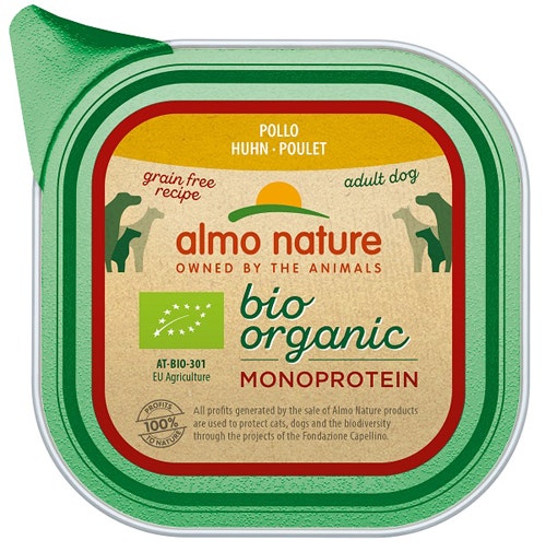 Almo Nature Bio Organic Monoprotein Cibo Umido Pollo Per Cani Adulti Vaschetta 150g-1