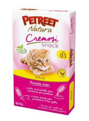 Petreet Natura Cremosi Snack Pollo Snack Per Gatti Adulti 6 Pezzi-1