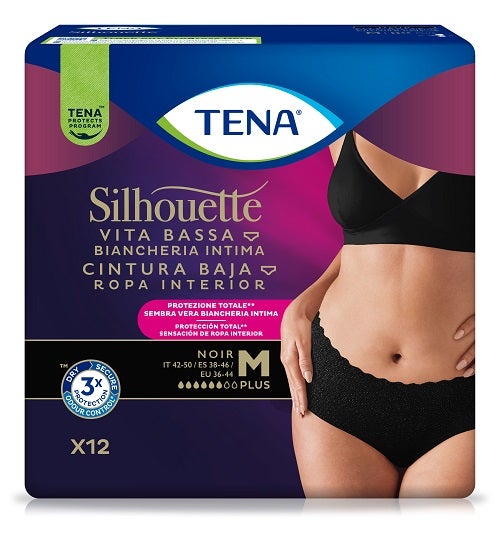 Pannolone a Mutandina Assorbente Tena Silhouette Noir m Vita Bassa 12 Pezzi-1