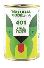 Natural Code 401 Cibo Umido Con Pollo/Salmone/Carote Per Cani Adulti Barattolo 400g-1