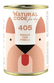 Natural Code 405 Cibo Umido Con Maiale/Piselli Per Cani Adulti Barattolo 400g-1