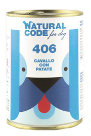 Natural Code 406 Cibo Umido Con Cavallo/Patate Per Cani Adulti Barattolo 400g-1