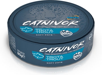 Drn Catnivor Cibo Umido Con Trota Gatti Adulti Barattolo 80g-1