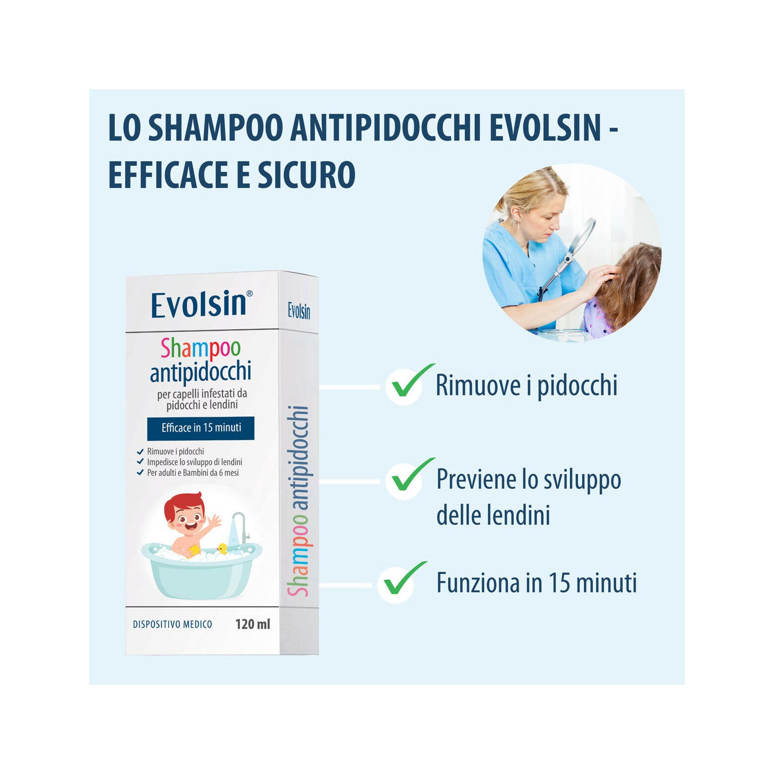 Evolsin Shampoo Pidocchi Con Pettine 120ml-2