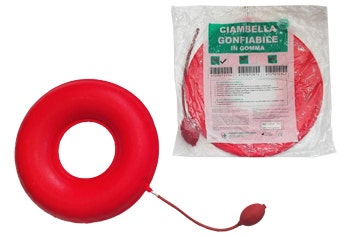 Ciambella Gonfiabile Per Invalidi Gomma Rossa Con Pompa 40cm   - 1