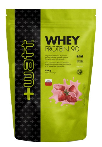 +Watt Whey Protein 90 Doypack Gusto Fragola 750g-1