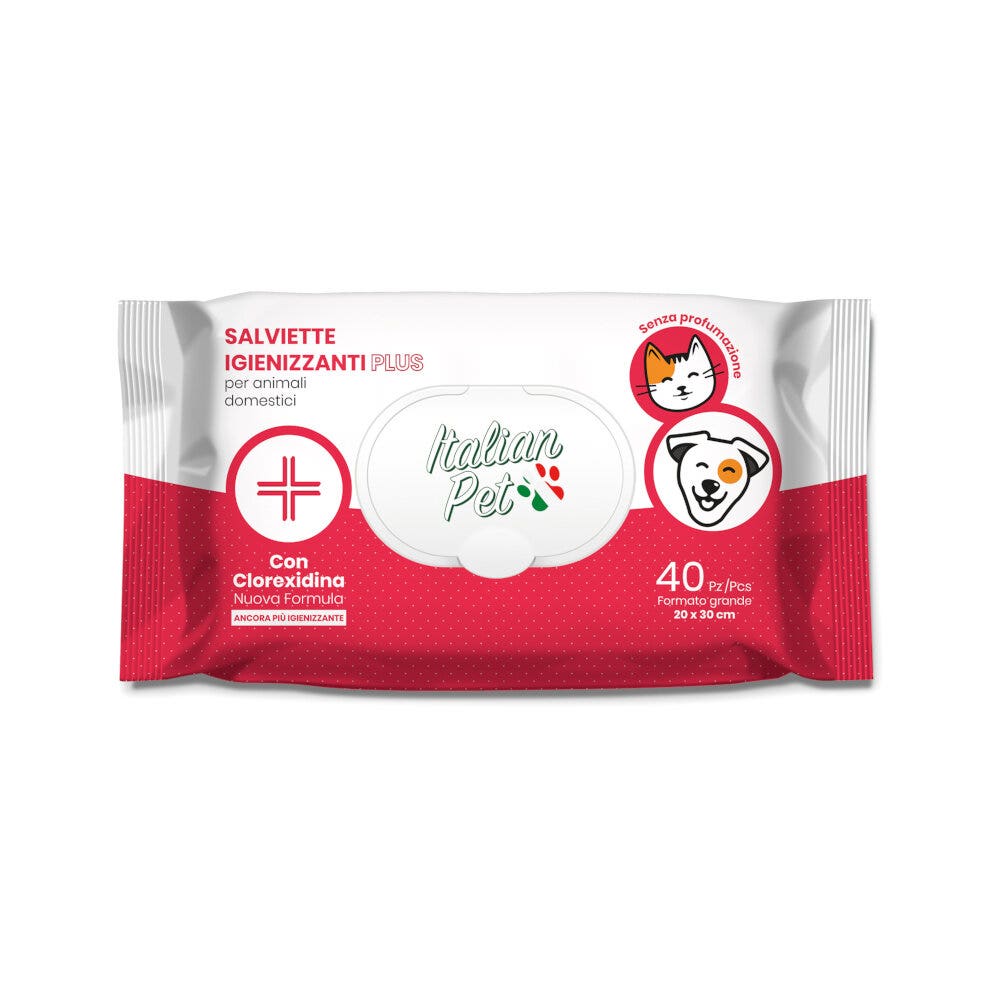 Italian Pet Salviettine Biodegradabili Clorexidina Per Cani/Gatti 20x30cm 40 Pezzi-4