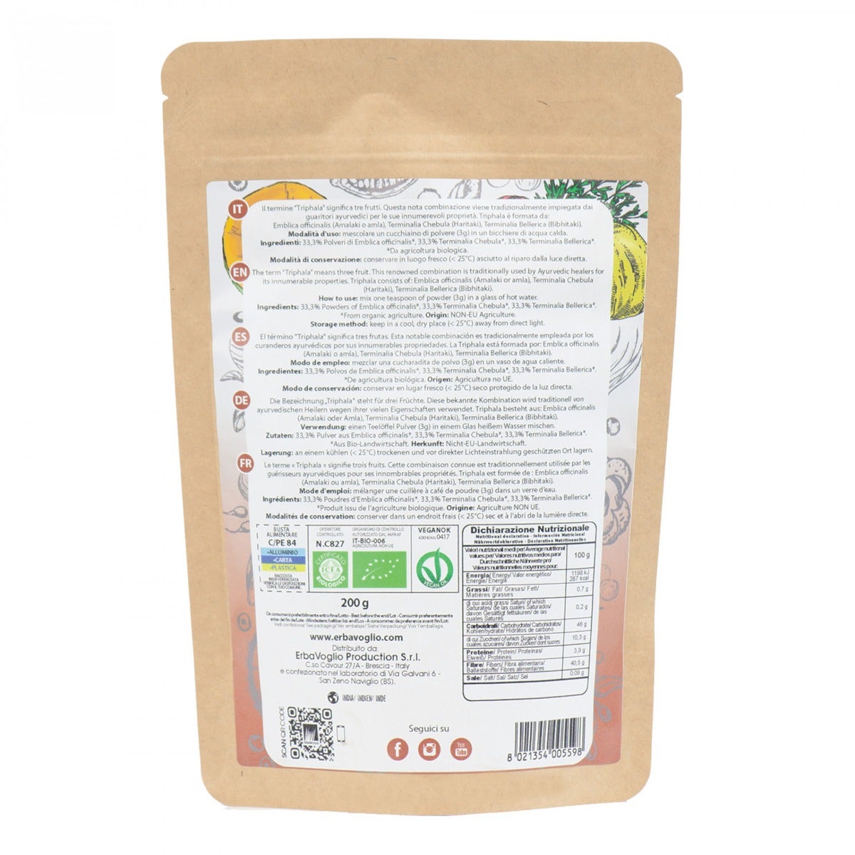 Erbavoglio Polvere Di Triphala Bio 200g-3