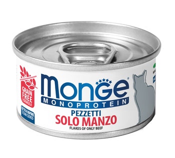 Monge Monoproteico Pezzetti Solo Manzo Cibo Umido Gatti 80g-1