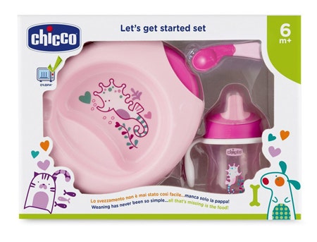 Chicco Set Pappa Rosa Con Cucchiaio Rosa 6m+  - 1
