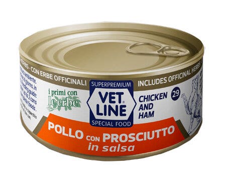 Vet Line Per Gatto Pollo Con Prosciutto In Salsa 70g-2