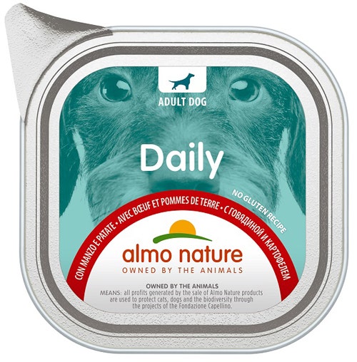 Almo Nature Daily Menu Cibo Umido Manzo E Patate Cani Adulti Vaschetta 100g-1