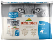 Almo Nature Sterilised  Cibo Umido Con Merluzzo E Pollo Per Gatti Adulti 6x70g-1