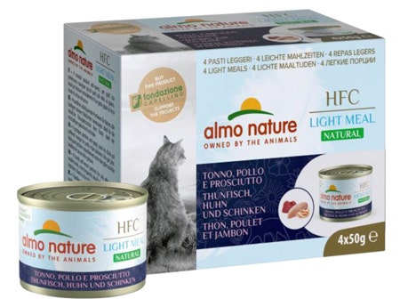 Almo Nature Natural Light Meal Cibo Umido Tonno Pollo E Prosciutto Per Gatti Adulti 4x50g-1