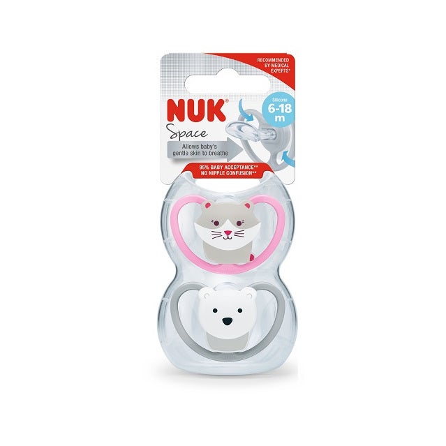 Nuk Succhietto Space Silicone 6/18 Mesi 2 Pezzi-1