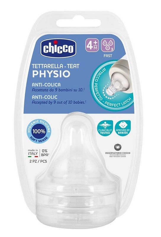 Chicco Tettarella 2 Pezzi Perfect5 Silicone 3 Fori 4M   - 1