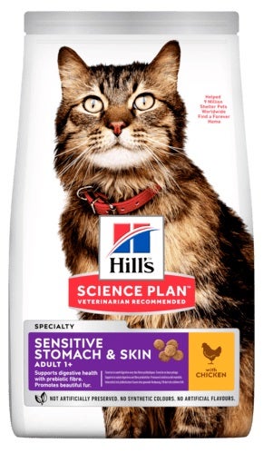 Hill's Science Plan Adult Sensitive Stomach & Skin Con Pollo Cibo Secco Per Gatti 1,5kg-1