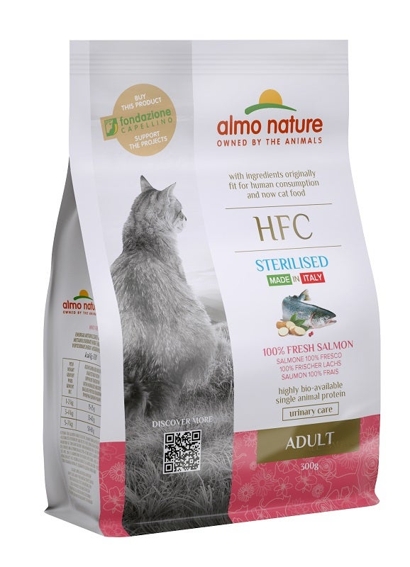 Almo Nature HFC Cibo Secco Salmone Per Gatti Adulti Sterilizzati Sacco 300g-1