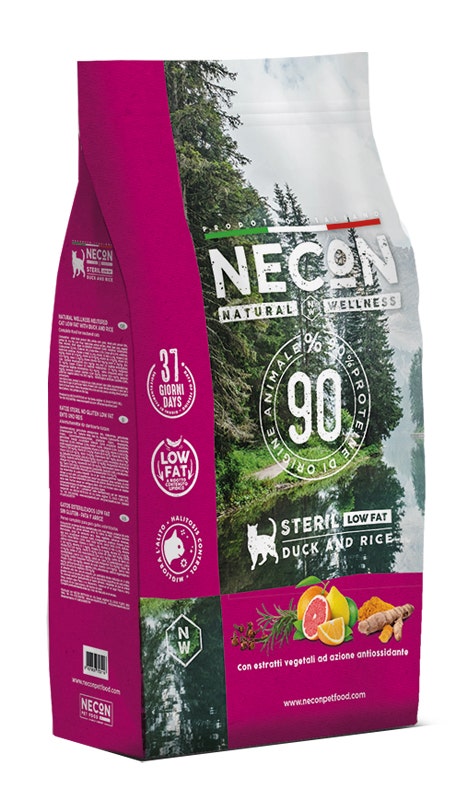 Necon Natural Wellness Steril Low Fat Crocchette Anatra E Riso Per Gatti Sterilizzati Sacco 1,5kg-1