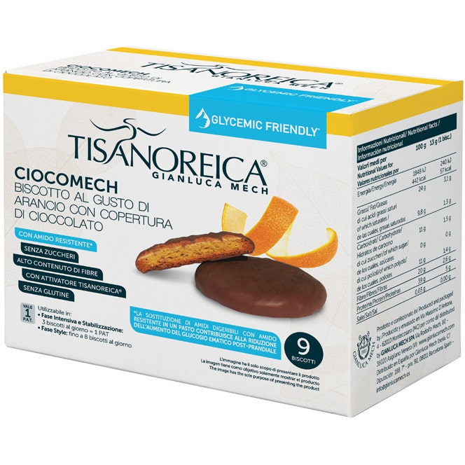 Tisanoreica Ciocomech Glycemic Friendly Biscotto Arancio 9x13g  - 2
