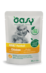 Oasy Wet Cat Hairball Bocconcini In Salsa Con Pollo Per Gatti Adulti 85g-1