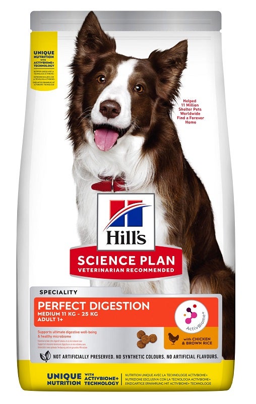 Hill's Science Plan Perfect Digestion Medium 11 Kg - 25 Kg Adult 1+ Chicken & Brown Rice 12kg-1