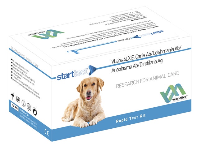 VetMotive Start Test VLabs 4LX E. Canis Ab/Leishmania Ab/Anaplasma Ab/Dirofilaria Ag 10 Kit-1
