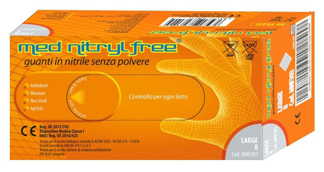 Guanto in Nitrile Senza Polvere Lubrificante Med Nitryl Free l 100 Pezzi