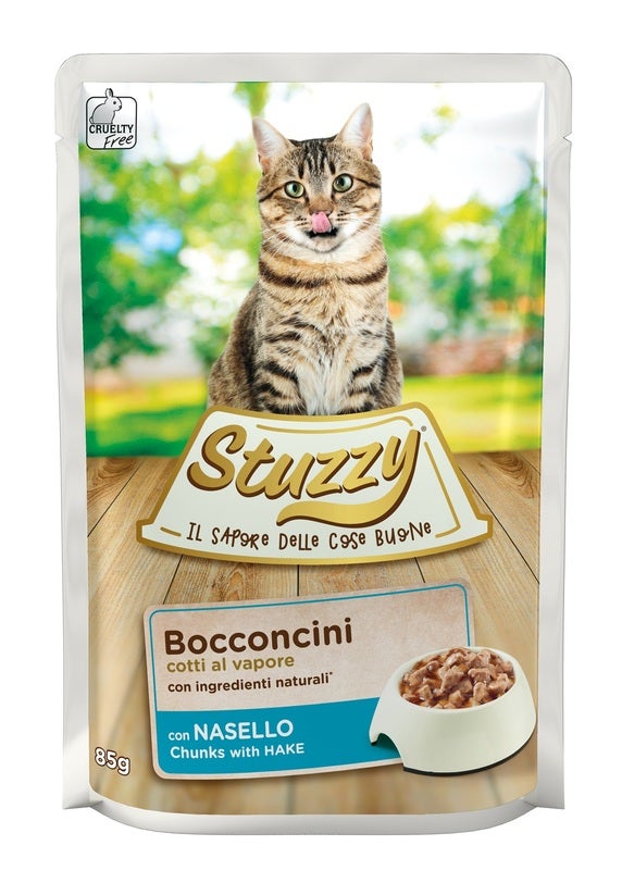 Stuzzy Bocconcini Con Nasello Cibo Umido Gatti Adulti Bustina 85g-1