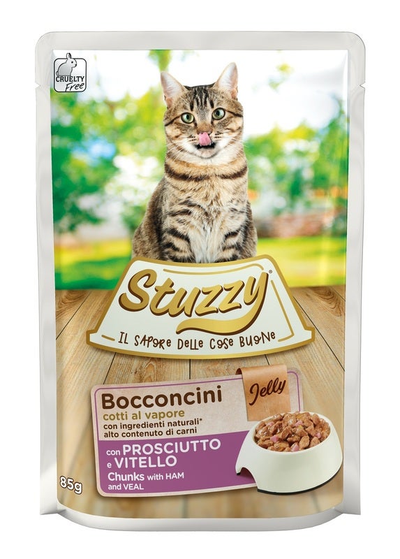 Stuzzy Bocconcini Jelly Con Prosciutto E Vitello Per Gatti Adulti Bustina 85g-1