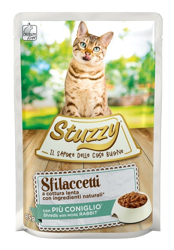 Stuzzy Sfilaccetti Con Più Coniglio Cibo Umido Gatti Adulti Bustina 85g-1