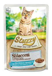 Stuzzy Sfilaccetti Con Più Pesce Bianco Cibo Umido Gatti Adulti Bustina 85g-1