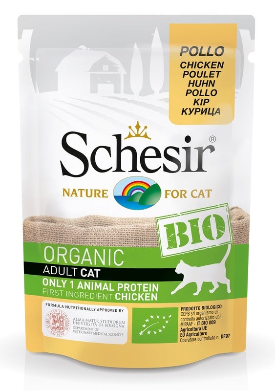 Schesir Organic Bio Paté Al Pollo Per Gatti Adulti Bustina 85g-1
