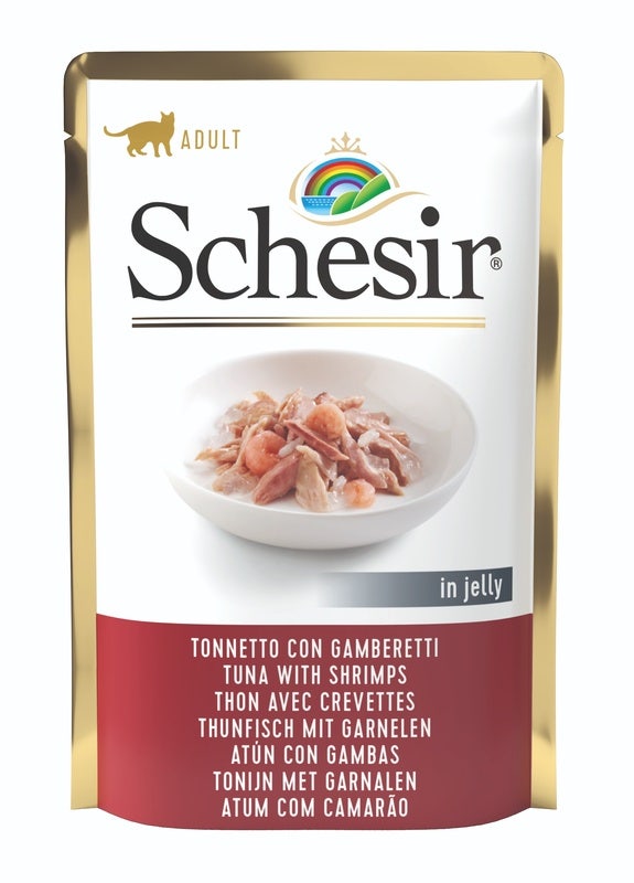 Schesir Tonnetto Con Gamberetti In Jelly Cibo Umido Gatti Adulti Bustina 85g-1