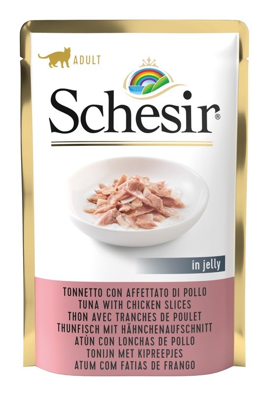Schesir Tonnetto Con Affettato Di Pollo In Jelly CIbo Umido Gatti Adulti Bustina 85g-1