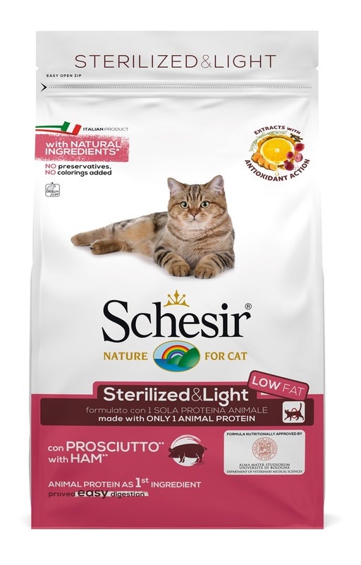 Schesir Sterilized&Light Croccantini Con Prosciutto Per Gatti Adulti Sacco 1,5kg-1