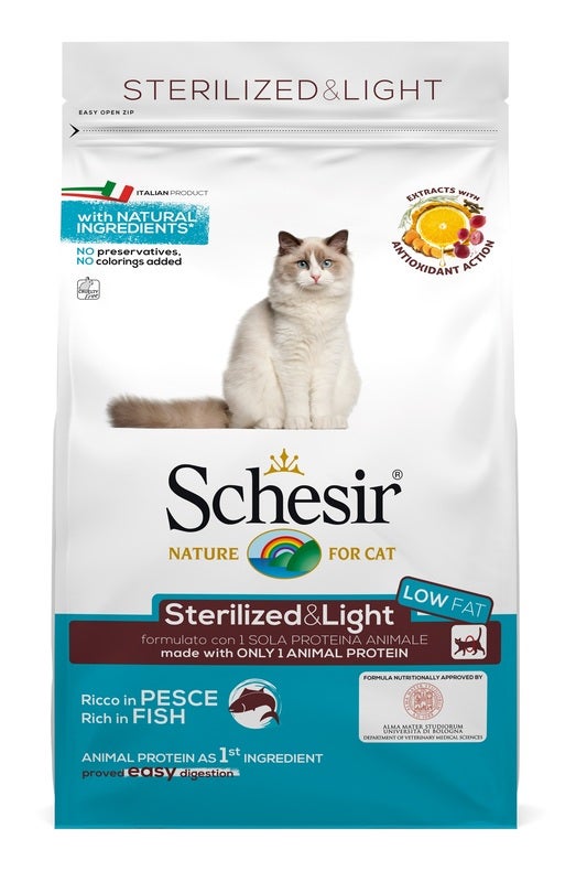 Schesir Sterilized&Light Croccantini Con Pesce Per Gatti Adulti Sacco 1,5kg-1