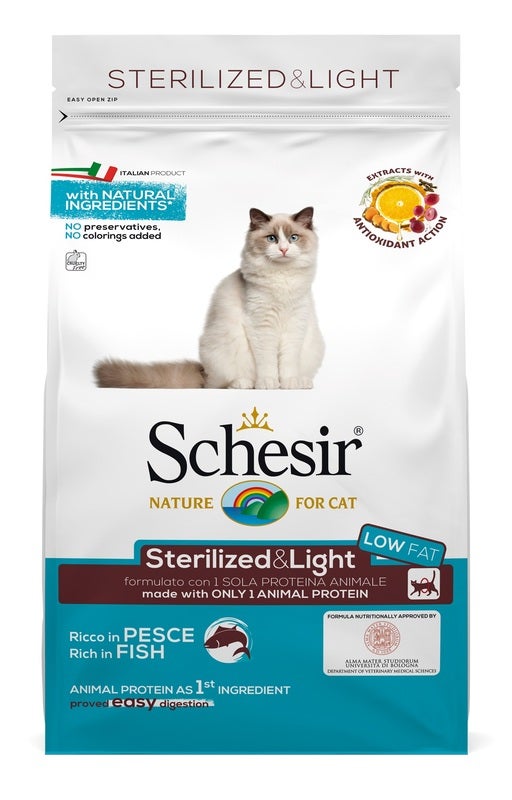 Schesir Sterilized&Light Croccantini Con Pesce Per Gatti Adulti Sacco 400g-1