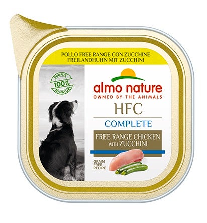 Almo Nature HCF Complete Pollo Free Range Con Zucchini Per Cani Adulti Vaschetta 85g-1